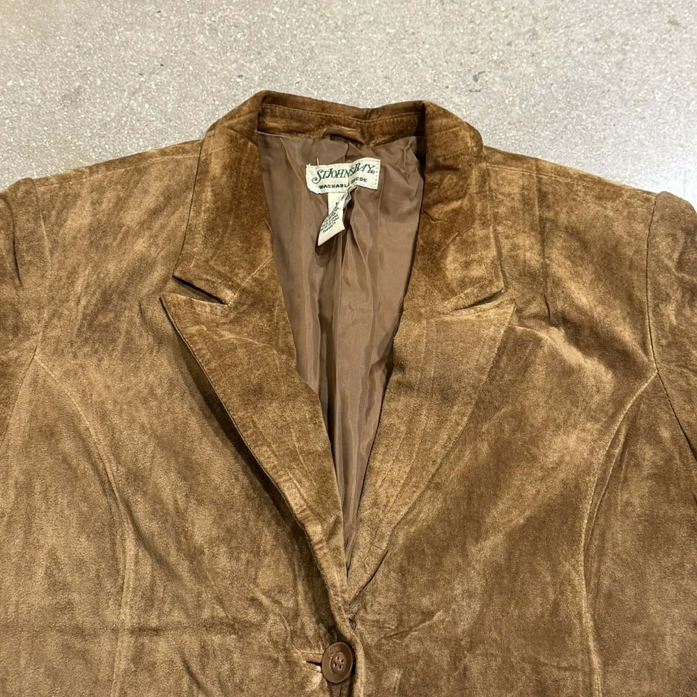 Vintage St. John's Bay Washable Suede Jacket Coat Brown Leather Women's Medium M - Picture 8 of 12